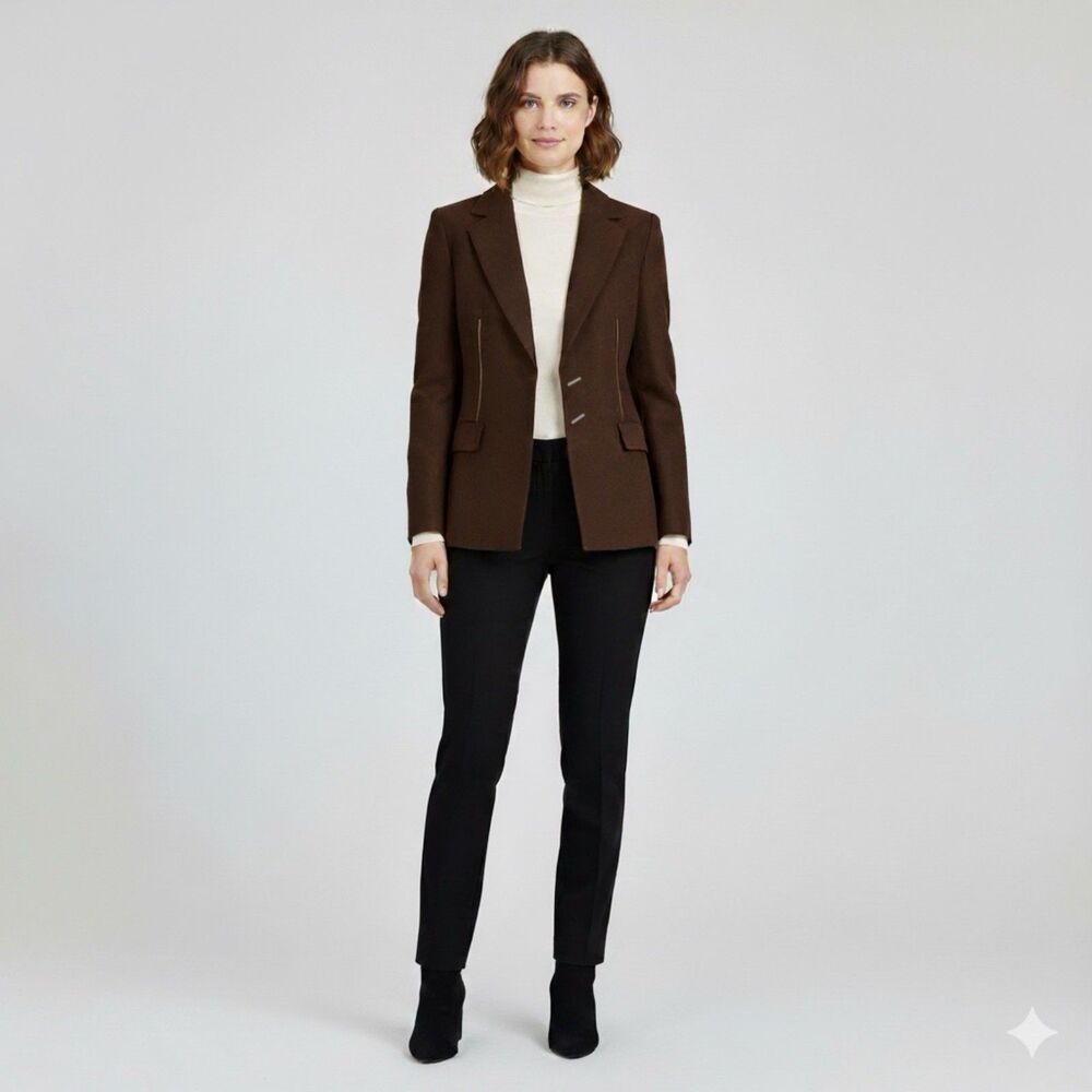 Pierre Cardin 1970s Notched Lapels Single-Breasted Jacket Chocolate Sz 80A IT4